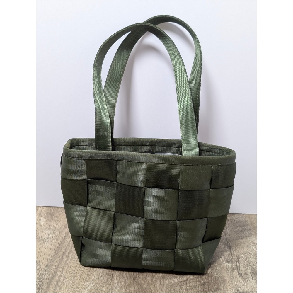 Harveys Seatbelt Bag Olive/Army Green Woven‎ Small Tote Handbag Basketweave